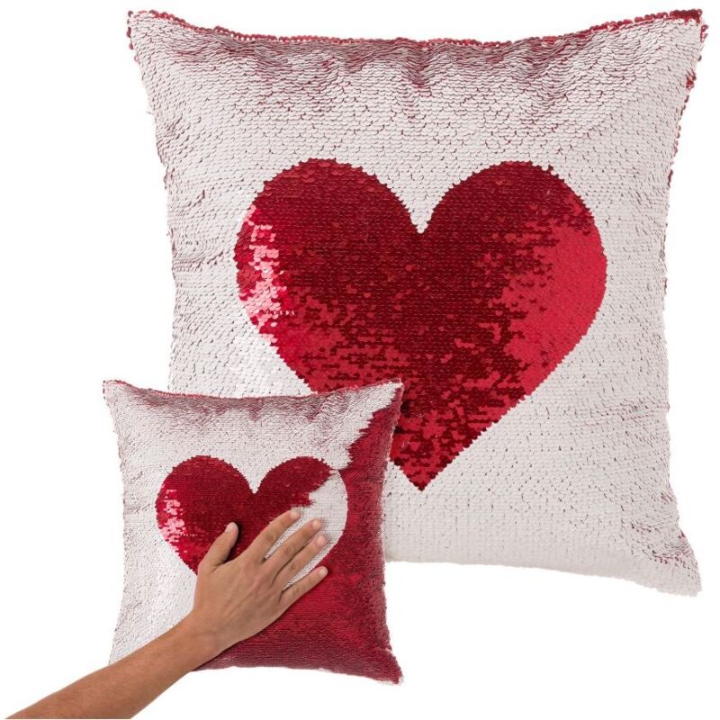 

Cojín corazón blanco de lentejuelas de 40x40 cm