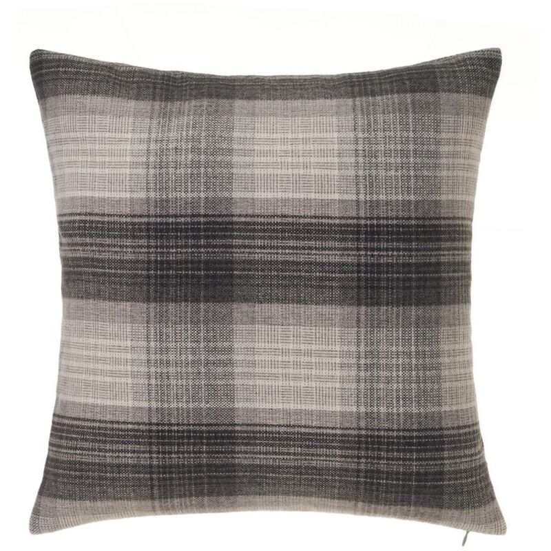 

Lolahome - Cojín cuadros negro y gris de tela de franela de 45x45 cm