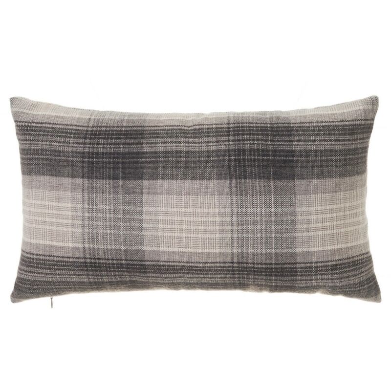 

Lolahome - Cojín cuadros negro y gris de tela de franela de 50x30 cm