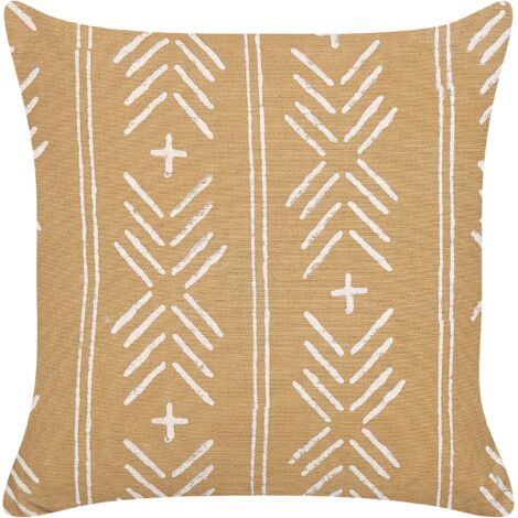 Cojín de algodón beige arena blanco 45 x 45 cm geométrico a mano relleno Banyan