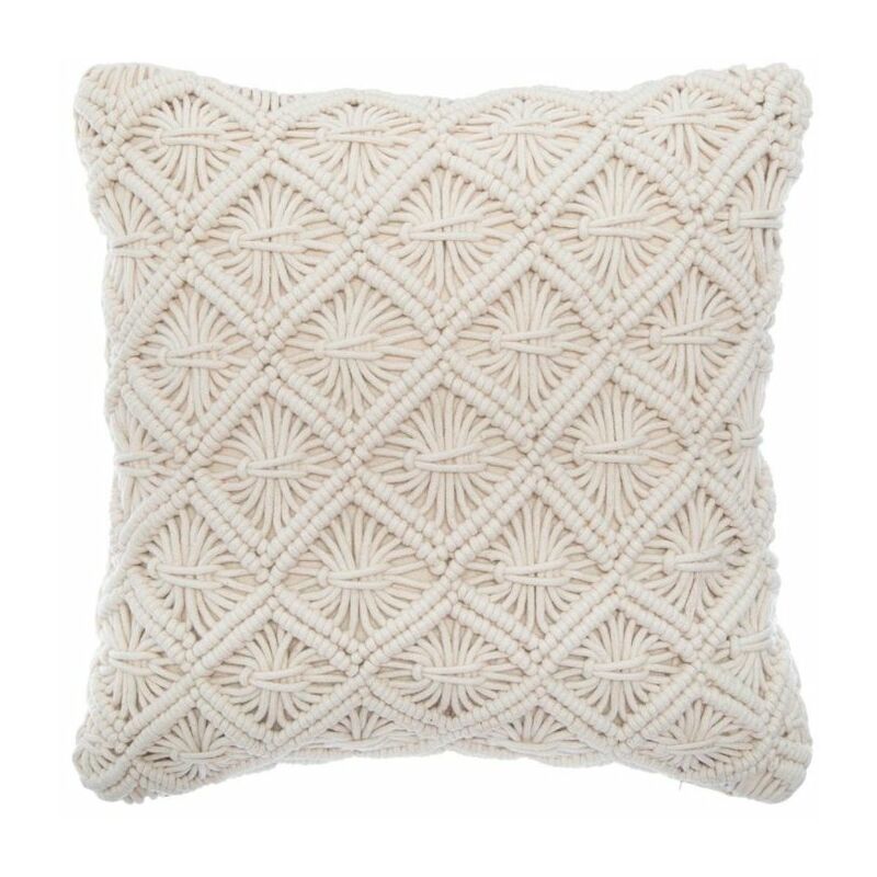 

Cojín de algodón/poliéster beige macramé