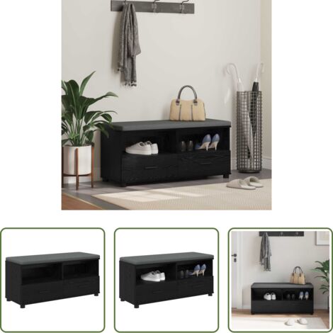 Cojín de asiento -  Banco de entrada con cojín Roble Negro 100 x 38 x 46 cm