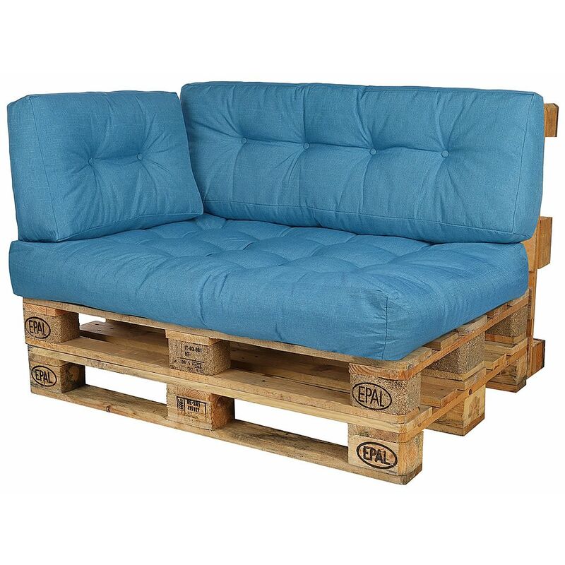 

Cojín de asiento de lino Cojín de respaldo de paletas Juego de 5 azules