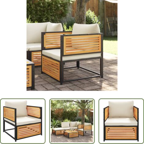 Cojín de asiento -  Sillón de jardín con cojines madera maciza de acacia