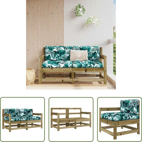 Cojín de asiento -  Sillones de jardín con cojines 2 uds madera de pino impregnada