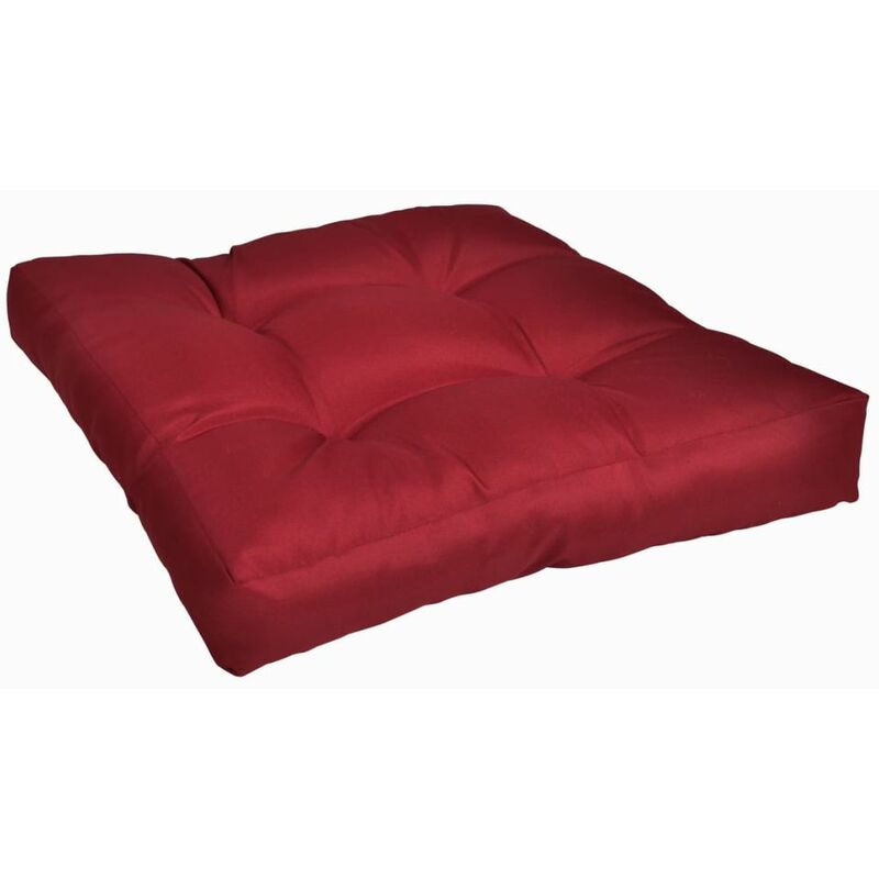 

Cojín de asiento tapizado rojo tinto 50x50x10 cm