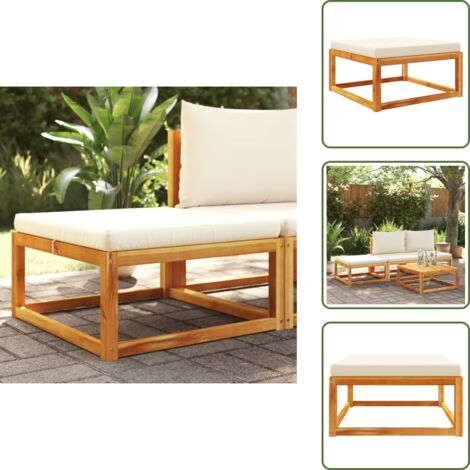 Cojín de asiento - vidaXL Taburete de jardín con cojín madera maciza acacia 65x65x29 cm - Madera acacia