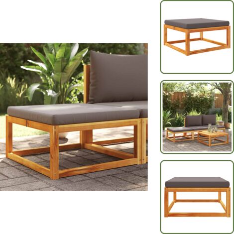 Cojín de asiento - vidaXL Taburete de jardín con cojín madera maciza acacia 65x65x29 cm - Madera maciza