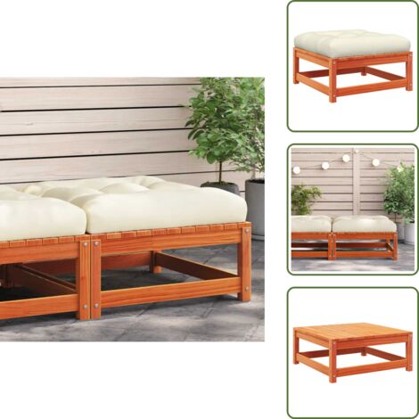 Cojín de asiento - vidaXL Taburete de jardín con cojín madera maciza de pino marrón cera - Muebles de jardín