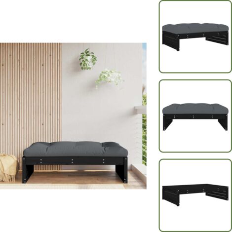 Cojín de asiento - vidaXL Taburete de jardín madera maciza de pino negro 120x80 cm - Muebles de jardín