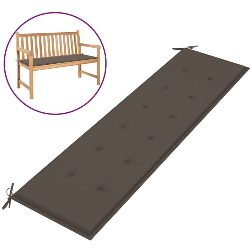 

Happyshopping - Cojin de banco de jardin gris taupe 180x50x3 cm