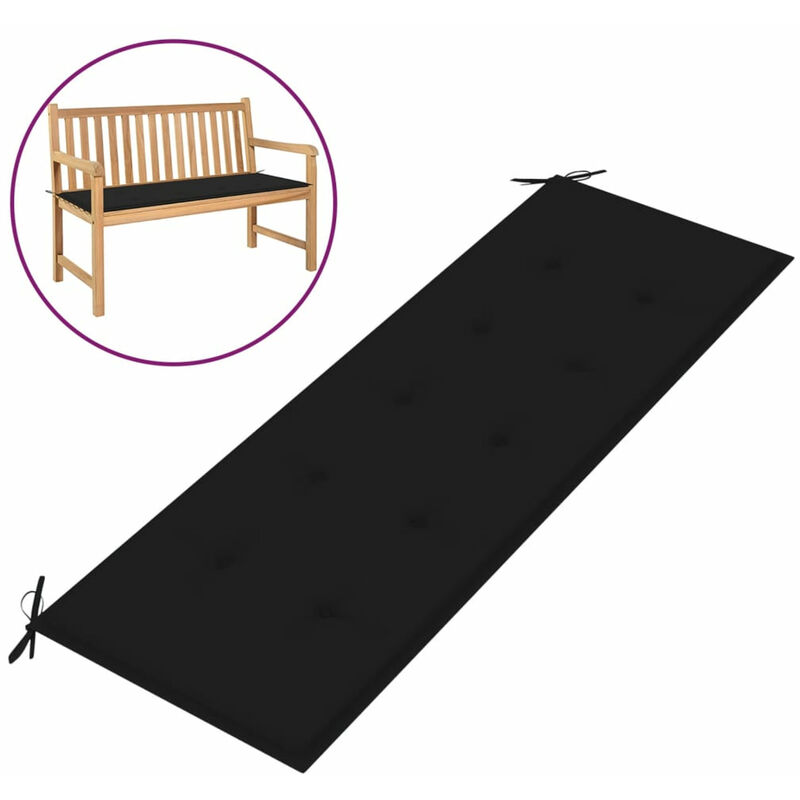 

Cojin de banco de jardin negro 150x50x4 cm