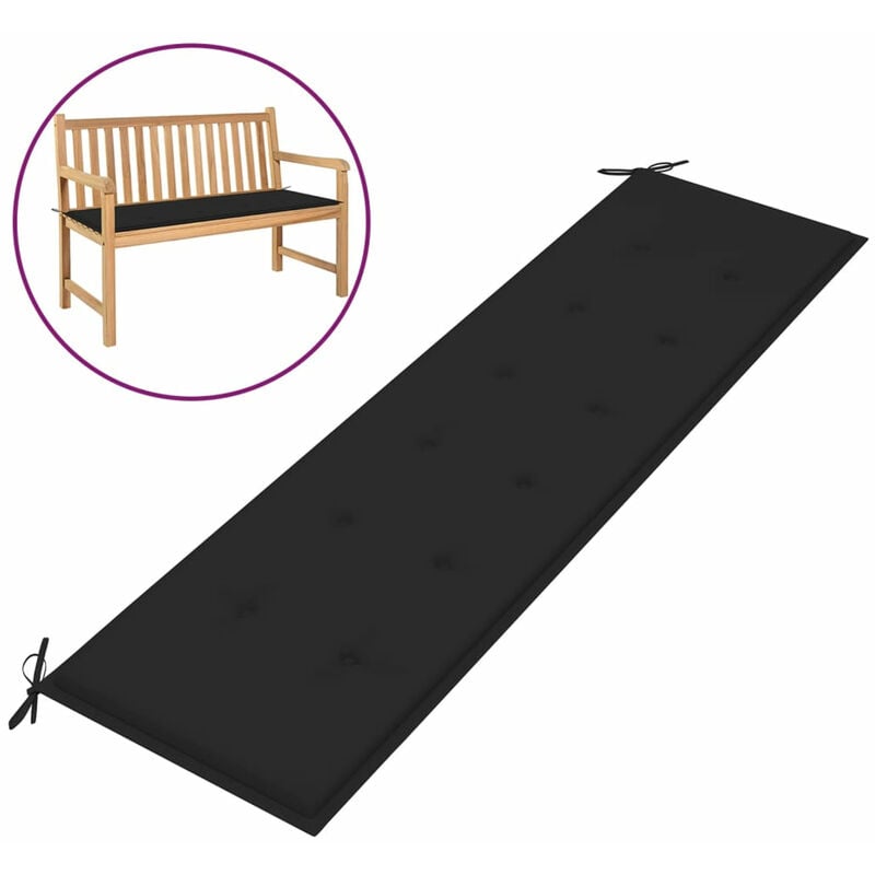 

Cojin de banco de jardin negro 180x50x3 cm