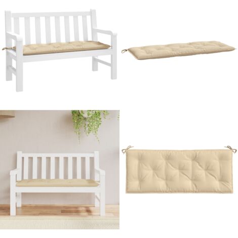 Cojín de banco de jardín tela Oxford beige 120x50x7 cm - Cojín para exteriores - Cojín de tela oxford