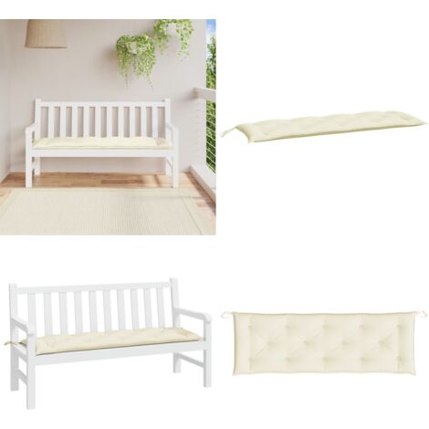Cojín de banco de jardín tela Oxford blanco crema 150x50x7 cm - Cojín de exterior - Cojín de banco