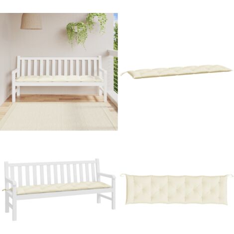 Cojín de banco de jardín tela Oxford blanco crema 180x50x7 cm - Cojín de exterior - Cojín de banco