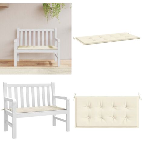 Cojín de banco de jardín tela Oxford crema 120x50x3 cm - Cojín de exterior - Cojín de banco