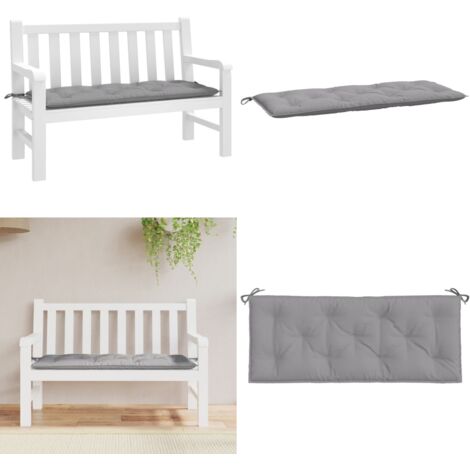 Cojín de banco de jardín tela Oxford gris 120x50x7 cm - Cojín exterior - Cojín para patio