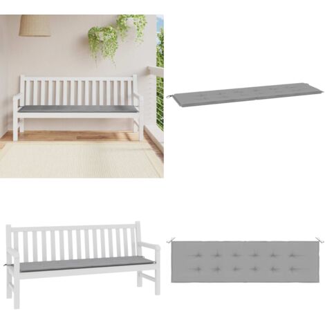 Cojín de banco de jardín tela Oxford gris 180x50x3 cm - Cojín exterior - Cojín de banco