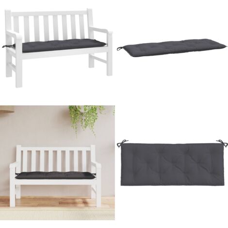Cojín de banco de jardín tela Oxford gris antracita 120x50x7 cm - Cojín exterior - Cojín para patio