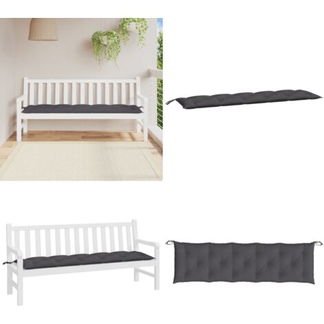 Cojín de banco de jardín tela Oxford gris antracita 180x50x7 cm - Cojín exterior - Cojín de banco