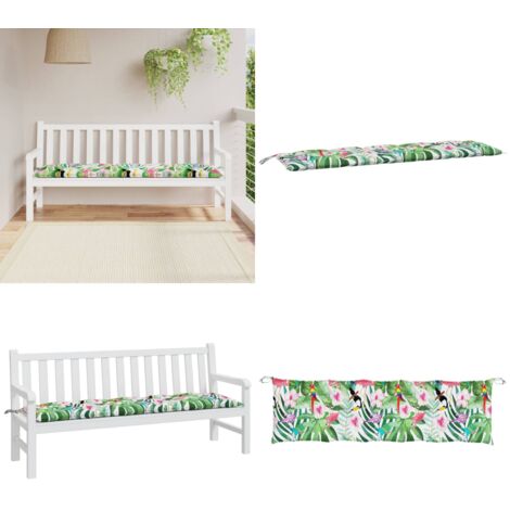 Cojín de banco de jardín tela Oxford multicolor 180x50x7 cm - Cojín exterior - Cojín de banco