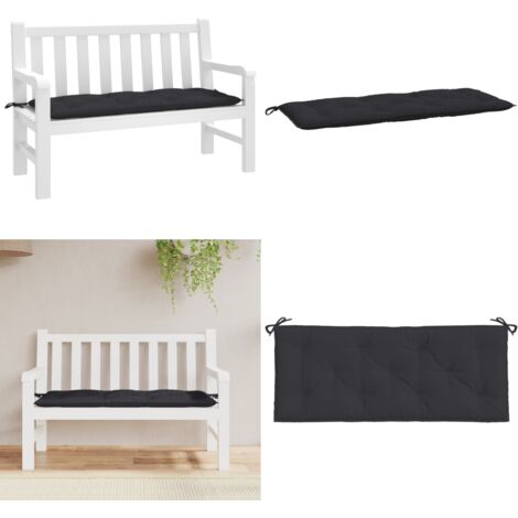 Cojín de banco de jardín tela Oxford negro 120x50x7 cm - Cojín exterior - Cojín para patio