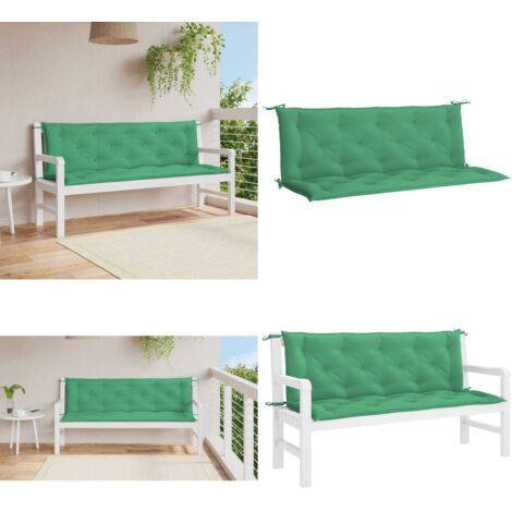 Cojín de banco de jardín tela Oxford verde 150x(50+50)x7 cm - Cojín de exterior - Cojín de banco