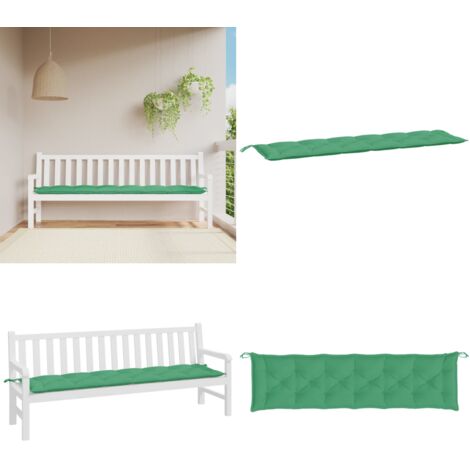 Cojín de banco de jardín tela Oxford verde 200x50x7 cm - Cojín de exterior - Cojín de banco