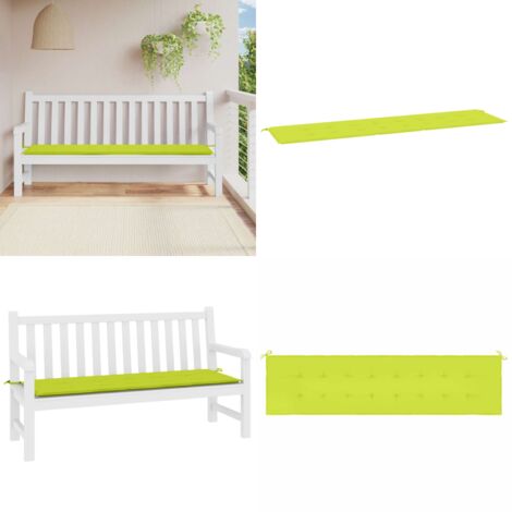 Cojín de banco de jardín tela Oxford verde claro 200x50x4 cm - Cojín de exterior - Cojín de banco