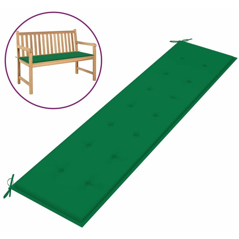 

Cojin de banco de jardin verde 200x50x4 cm