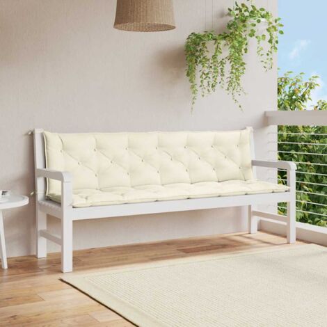 Cojín de banco jardín tela Oxford  crema 200x(50+50)x7 cm