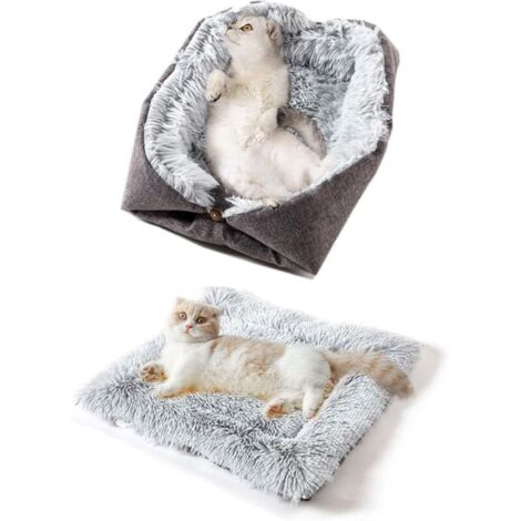 Cojín de cesta para gatos Ineasicer, cama relajante y cómoda para perros y gatos, peluche de invierno, grande para mascotas, cachorros y gatitos, doble uso