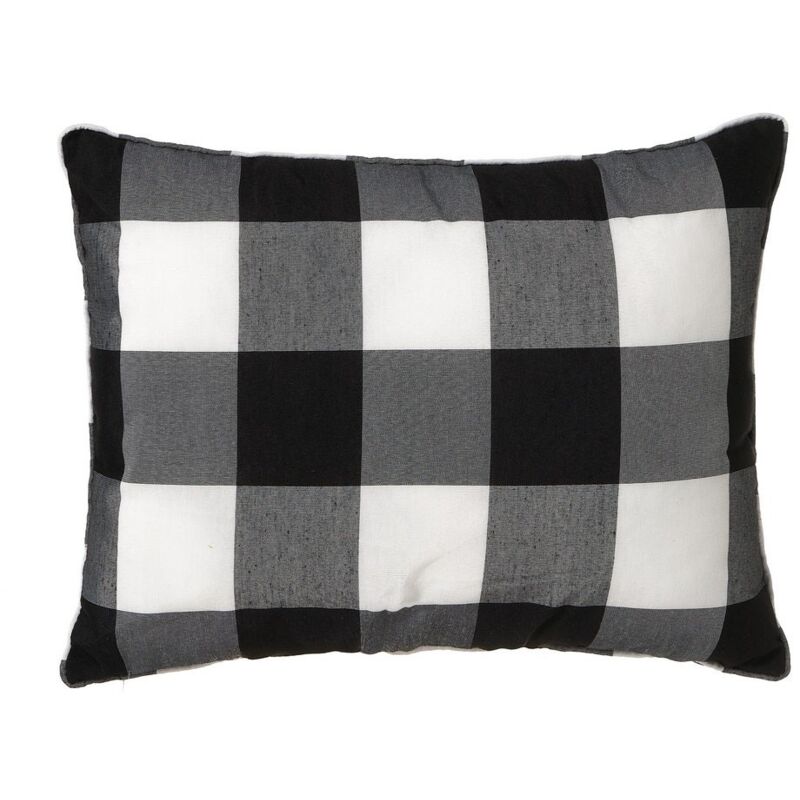 

Cojín de cuadro vichy blanco y negro de poliéster de 50x35 cm