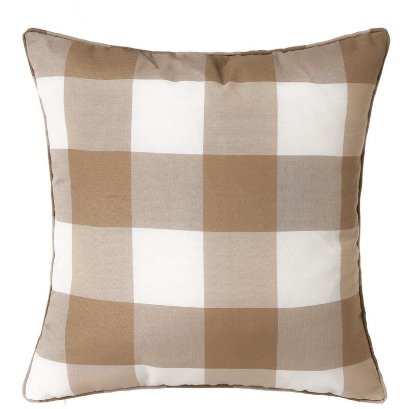 

Cojín de cuadro vichy marrón y blanco de poliéster de 45x45cm