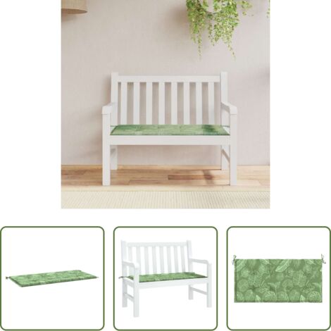 Cojín de exterior -  Cojín banco de jardín tela Oxford estampado hojas 120x50x4 cm