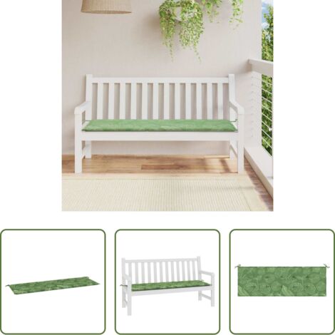 Cojín de exterior -  Cojín banco de jardín tela Oxford estampado hojas 150x50x4 cm