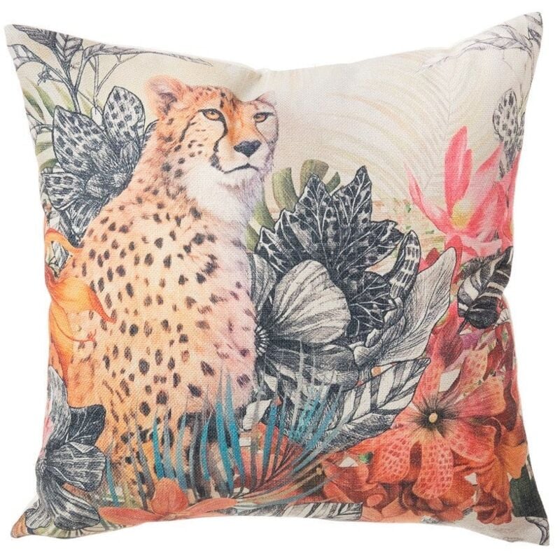 

Lolahome - Cojín de exterior leopardo Lino teja de poliéster de 45x45 cm