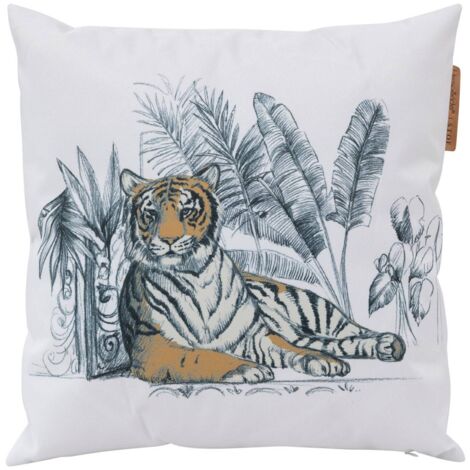 Cojín de exterior Maoria, motivo tigre, 40 x 40 cm, poliéster - Hespéride