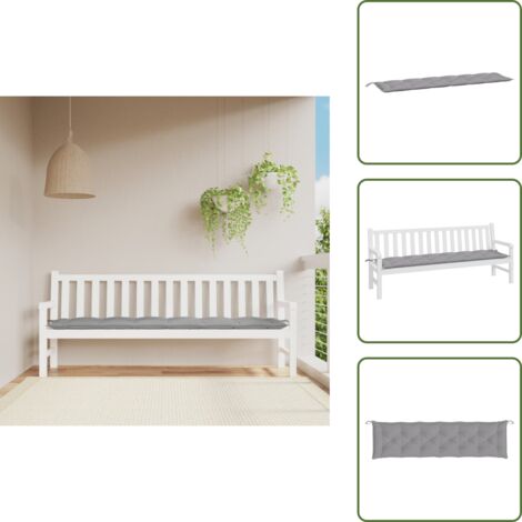 Cojín de exterior - vidaXL Cojín de banco de jardín tela Oxford gris 200x50x7 cm - Cojín de jardín gris