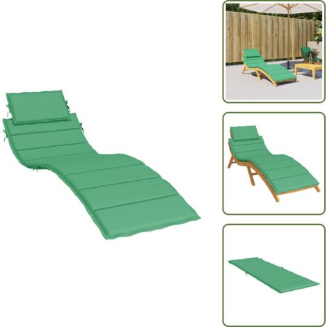 Cojín de exterior - vidaXL Cojín de tumbona de tela Oxford verde 186x58x4 cm - Cojín de sofá