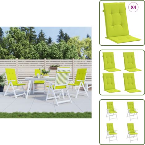 Cojín de exterior - vidaXL Cojín silla de jardín respaldo alto 4 uds tela verde 120x50x3cm - Cojín de oficina