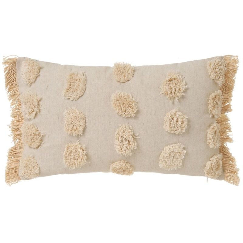 

Cojín de flecos beige de algodón y poliéster de 50x30cm
