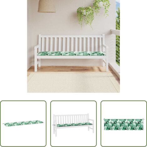 Cojín de jardín -  Cojín de Banco Estampado de hojas 150 x 50 x 3 cm Tela Oxford