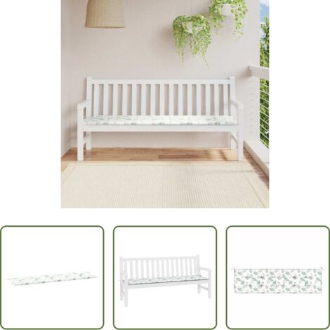 Cojín de jardín -  Cojín de Banco Hoja Diseño de Hojas 150 x 50 x 3 cm Tela Oxford
