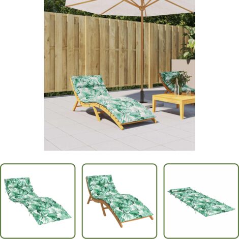 Cojín de jardín -  Cojín de tumbona de tela Oxford estampado de hojas 180x60x4 cm