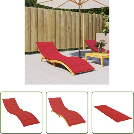 Cojín de jardín -  Cojín de tumbona de tela Oxford rojo 200x70x3 cm
