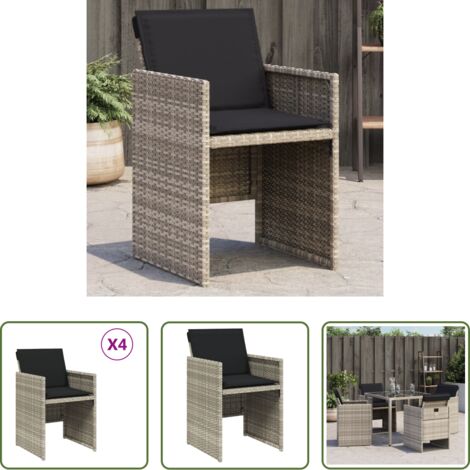 Cojín de jardín -  Sillones de jardín con cojines 4 uds ratán sintético gris claro