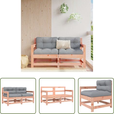 Cojín de jardín -  Sillones de jardín y cojines 2 uds madera maciza abeto Douglas