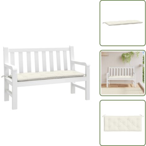 Cojín de jardín - vidaXL Cojín para banco de jardín tela crema melange 120x50x7 cm - Cojín para patio